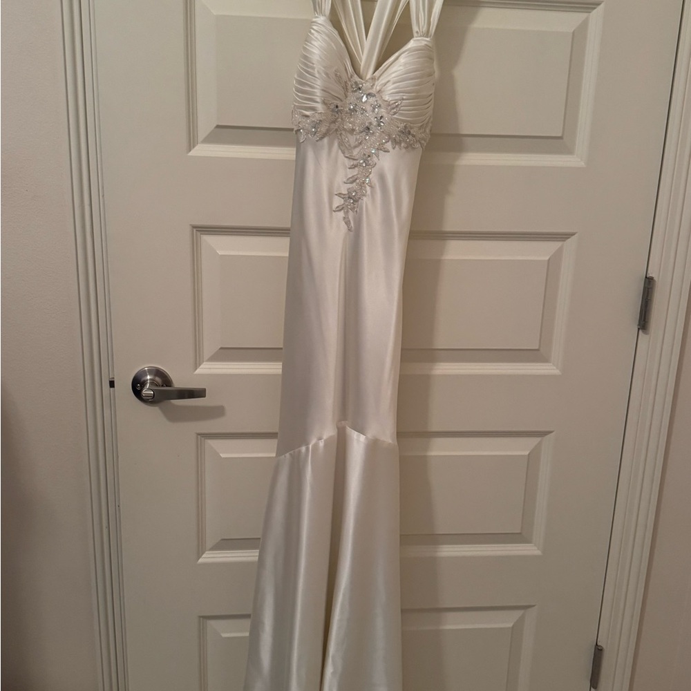 Elegant White Gown with Silver Embellishments